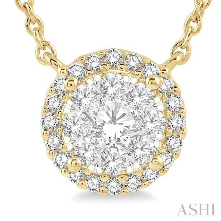 1/3 Ctw Circular Round Cut Diamond Lovebright Pendant With Chain in 14K Yellow and White Gold 1/3 Ctw Circular Round Cut Diamond Lovebright Pendant With Chain in 14K Yellow and White Gold