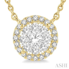 1/3 Ctw Circular Round Cut Diamond Lovebright Pendant With Chain in 14K Yellow and White Gold 1/3 Ctw Circular Round Cut Diamond Lovebright Pendant With Chain in 14K Yellow and White Gold