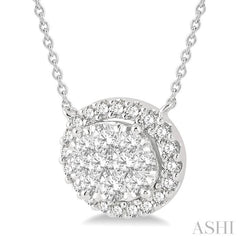 3/4 Ctw Oval Shape Round Cut Diamond Lovebright Pendant With Chain in 14K White Gold 3/4 Ctw Oval Shape Round Cut Diamond Lovebright Pendant With Chain in 14K White Gold