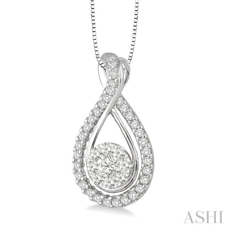 1/2 Ctw Lovebright Round Cut Diamond Pendant in 14K White Gold with Chain 1/2 Ctw Lovebright Round Cut Diamond Pendant in 14K White Gold with Chain