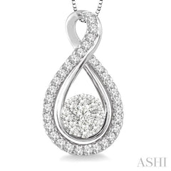 1/2 Ctw Lovebright Round Cut Diamond Pendant in 14K White Gold with Chain 1/2 Ctw Lovebright Round Cut Diamond Pendant in 14K White Gold with Chain