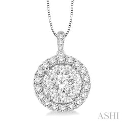 1 Ctw Round Cut Diamond Lovebright Pendant in 14K White Gold with Chain 1 Ctw Round Cut Diamond Lovebright Pendant in 14K White Gold with Chain