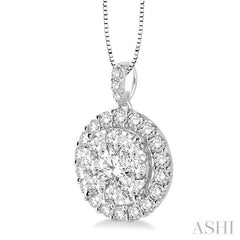 1 Ctw Round Cut Diamond Lovebright Pendant in 14K White Gold with Chain 1 Ctw Round Cut Diamond Lovebright Pendant in 14K White Gold with Chain