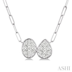 3/8 Ctw Lovebright Oval and Pear Shape Toi Et Moi Round Cut Diamond Necklace in 14K White Gold 3/8 Ctw Lovebright Oval and Pear Shape Toi Et Moi Round Cut Diamond Necklace in 14K White Gold
