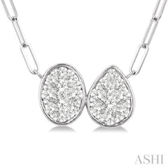 3/8 Ctw Lovebright Oval and Pear Shape Toi Et Moi Round Cut Diamond Necklace in 14K White Gold 3/8 Ctw Lovebright Oval and Pear Shape Toi Et Moi Round Cut Diamond Necklace in 14K White Gold