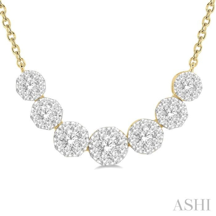 3/4 Ctw Round Cut Diamond Lovebright Necklace in 14K Yellow and White Gold 3/4 Ctw Round Cut Diamond Lovebright Necklace in 14K Yellow and White Gold