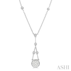 5/8 Ctw Bar & Circular Mount Motif Round Cut Diamond Lovebright Necklace in 14K White Gold 5/8 Ctw Bar & Circular Mount Motif Round Cut Diamond Lovebright Necklace in 14K White Gold