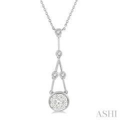5/8 Ctw Bar & Circular Mount Motif Round Cut Diamond Lovebright Necklace in 14K White Gold 5/8 Ctw Bar & Circular Mount Motif Round Cut Diamond Lovebright Necklace in 14K White Gold