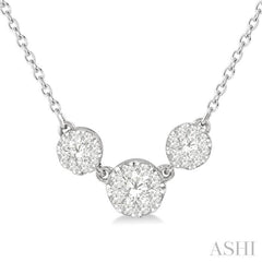 1/3 Ctw 3-Stone Lovebright Round Cut Diamond Necklace in 14K White Gold 1/3 Ctw 3-Stone Lovebright Round Cut Diamond Necklace in 14K White Gold