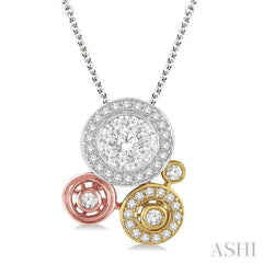 1/2 Ctw Round Cut Diamond Lovebright Fashion Pendant in 14K Tri Color Gold with Chain 1/2 Ctw Round Cut Diamond Lovebright Fashion Pendant in 14K Tri Color Gold with Chain