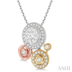 1/2 Ctw Round Cut Diamond Lovebright Fashion Pendant in 14K Tri Color Gold with Chain 1/2 Ctw Round Cut Diamond Lovebright Fashion Pendant in 14K Tri Color Gold with Chain