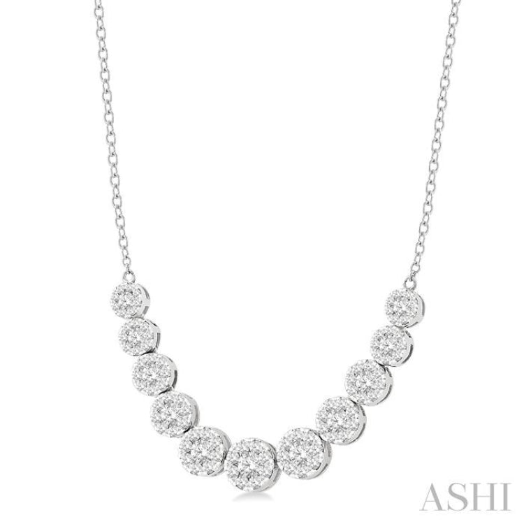 1 1/2 Ctw Round Cut Lovebright Diamond Necklace in 14K White Gold 1 1/2 Ctw Round Cut Lovebright Diamond Necklace in 14K White Gold