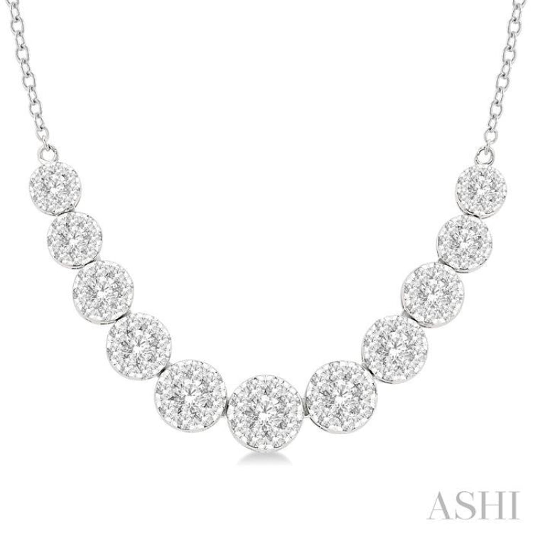 1 1/2 Ctw Round Cut Lovebright Diamond Necklace in 14K White Gold 1 1/2 Ctw Round Cut Lovebright Diamond Necklace in 14K White Gold