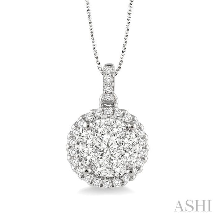 1 Ctw Lovebright Round Cut Diamond Pendant in 14K White Gold with Chain 1 Ctw Lovebright Round Cut Diamond Pendant in 14K White Gold with Chain