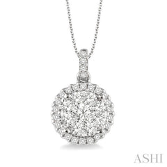 1 Ctw Lovebright Round Cut Diamond Pendant in 14K White Gold with Chain 1 Ctw Lovebright Round Cut Diamond Pendant in 14K White Gold with Chain