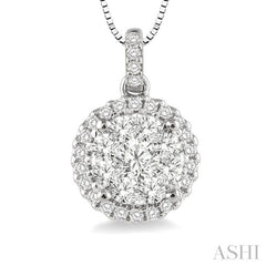 1/2 Ctw Lovebright Round Cut Diamond Pendant in 14K White Gold with Chain 1/2 Ctw Lovebright Round Cut Diamond Pendant in 14K White Gold with Chain