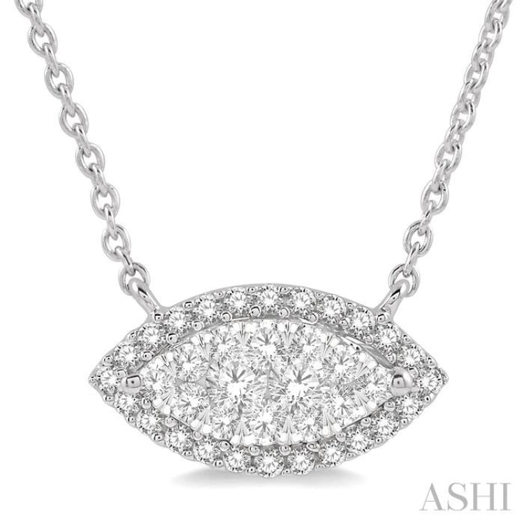 1/3 Ctw Marquise Shape Round Cut Diamond Lovebright Pendant With Chain in 14K White Gold 1/3 Ctw Marquise Shape Round Cut Diamond Lovebright Pendant With Chain in 14K White Gold