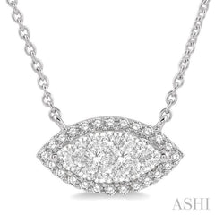 1/3 Ctw Marquise Shape Round Cut Diamond Lovebright Pendant With Chain in 14K White Gold 1/3 Ctw Marquise Shape Round Cut Diamond Lovebright Pendant With Chain in 14K White Gold