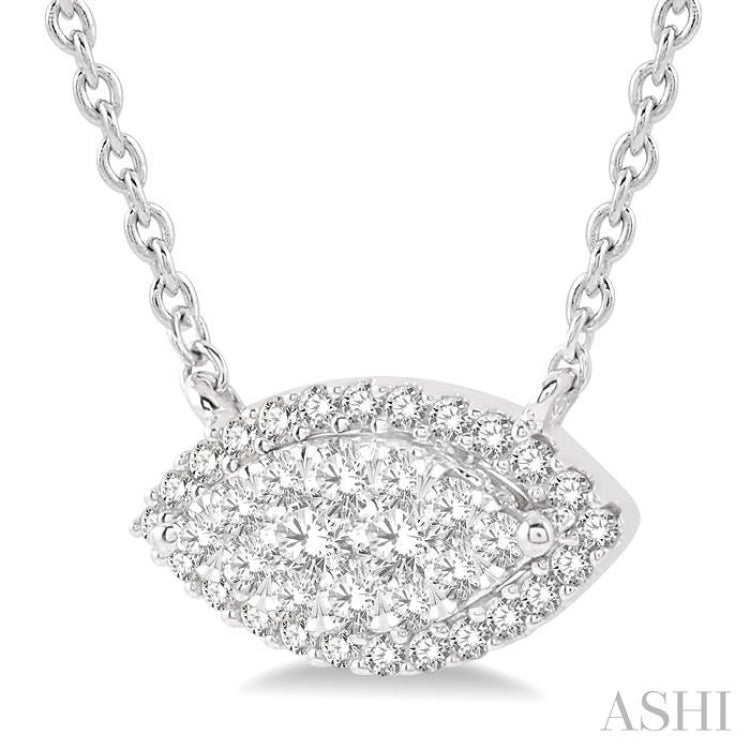 1/3 Ctw Marquise Shape Round Cut Diamond Lovebright Pendant With Chain in 14K White Gold 1/3 Ctw Marquise Shape Round Cut Diamond Lovebright Pendant With Chain in 14K White Gold