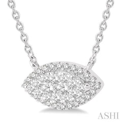 1/3 Ctw Marquise Shape Round Cut Diamond Lovebright Pendant With Chain in 14K White Gold 1/3 Ctw Marquise Shape Round Cut Diamond Lovebright Pendant With Chain in 14K White Gold