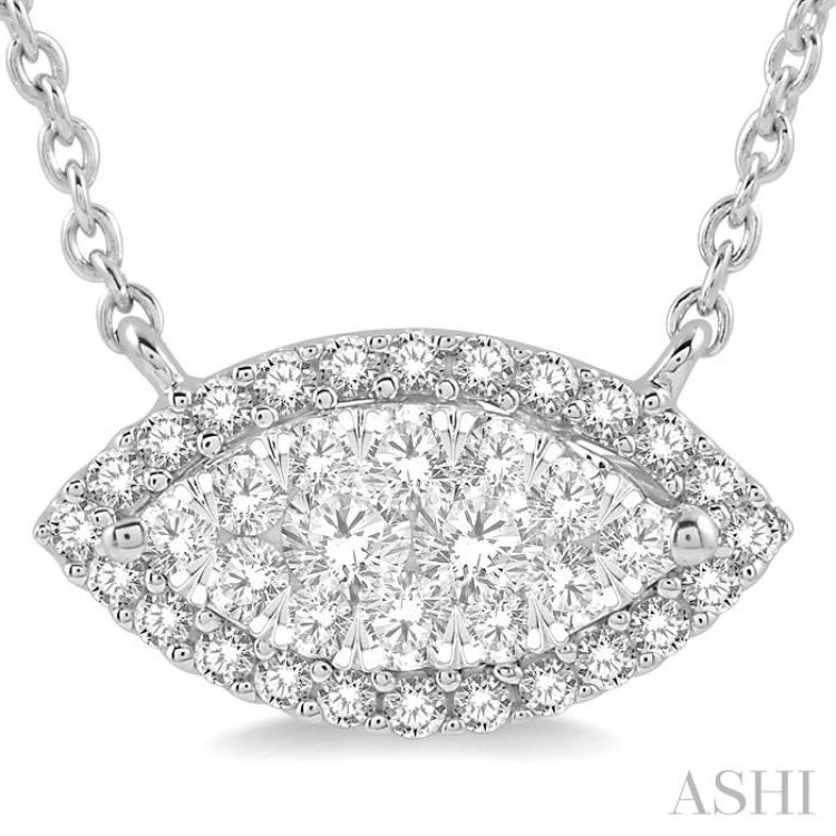 1/3 Ctw Marquise Shape Round Cut Diamond Lovebright Pendant With Chain in 14K White Gold 1/3 Ctw Marquise Shape Round Cut Diamond Lovebright Pendant With Chain in 14K White Gold