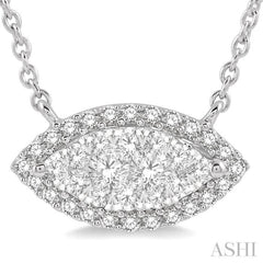 1/3 Ctw Marquise Shape Round Cut Diamond Lovebright Pendant With Chain in 14K White Gold 1/3 Ctw Marquise Shape Round Cut Diamond Lovebright Pendant With Chain in 14K White Gold