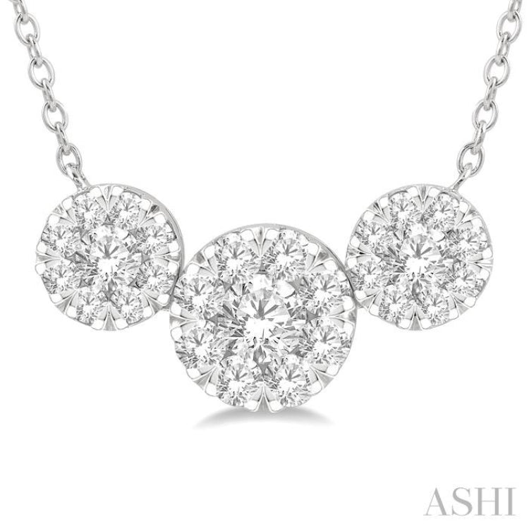 2 Ctw 3-Stone Lovebright Round Cut Diamond Necklace in 14K White Gold 2 Ctw 3-Stone Lovebright Round Cut Diamond Necklace in 14K White Gold
