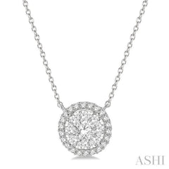 3/4 Ctw Circular Round Cut Diamond Lovebright Pendant With Chain in 14K White Gold 3/4 Ctw Circular Round Cut Diamond Lovebright Pendant With Chain in 14K White Gold
