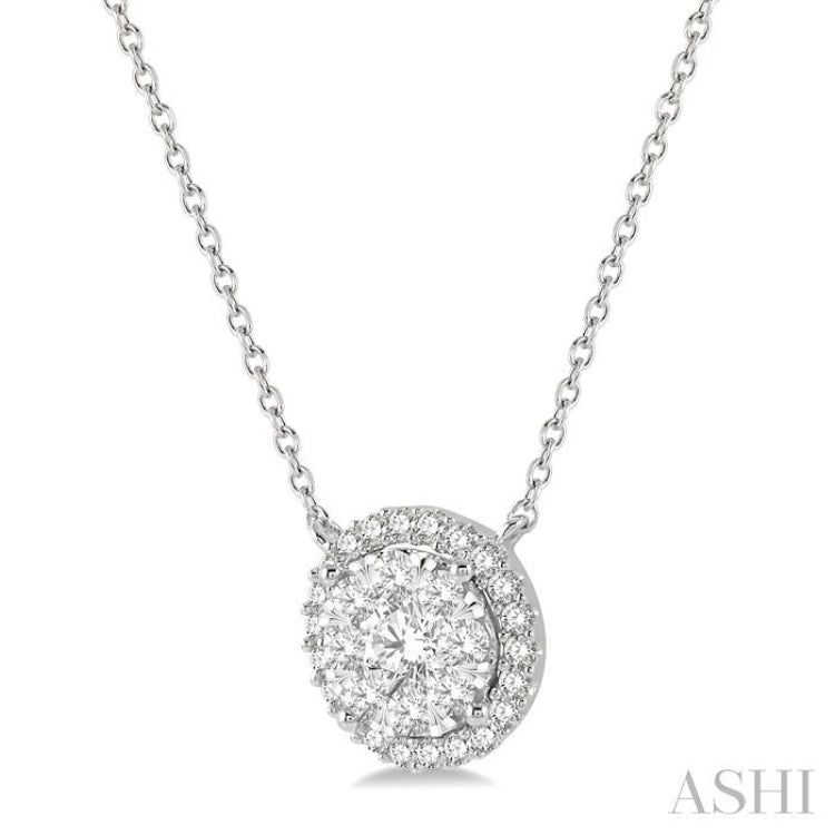 3/4 Ctw Circular Round Cut Diamond Lovebright Pendant With Chain in 14K White Gold 3/4 Ctw Circular Round Cut Diamond Lovebright Pendant With Chain in 14K White Gold