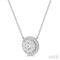 3/4 Ctw Circular Round Cut Diamond Lovebright Pendant With Chain in 14K White Gold 3/4 Ctw Circular Round Cut Diamond Lovebright Pendant With Chain in 14K White Gold
