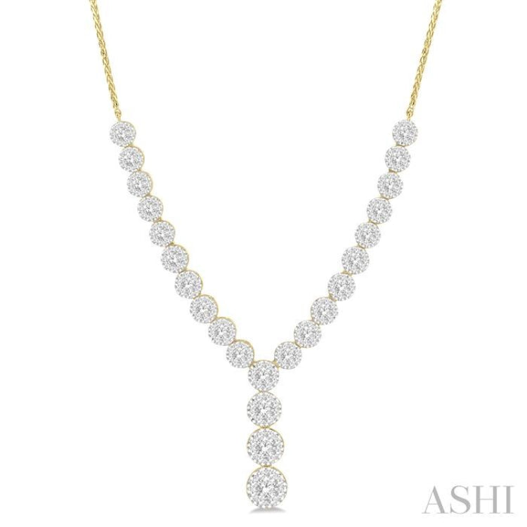2 1/4 Ctw Lovebright Round Cut Diamond Necklace in 14K Yellow and White Gold 2 1/4 Ctw Lovebright Round Cut Diamond Necklace in 14K Yellow and White Gold