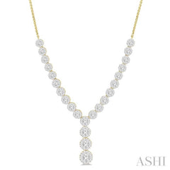2 1/4 Ctw Lovebright Round Cut Diamond Necklace in 14K Yellow and White Gold 2 1/4 Ctw Lovebright Round Cut Diamond Necklace in 14K Yellow and White Gold