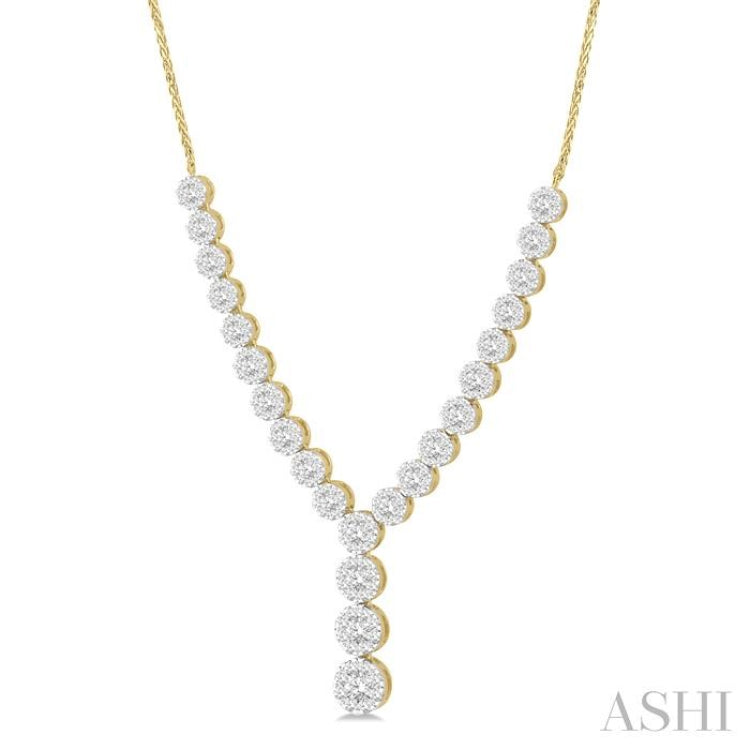 2 1/4 Ctw Lovebright Round Cut Diamond Necklace in 14K Yellow and White Gold 2 1/4 Ctw Lovebright Round Cut Diamond Necklace in 14K Yellow and White Gold