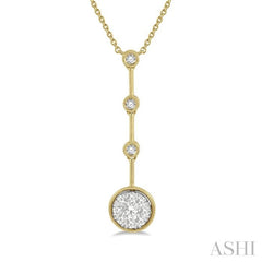 5/8 Ctw Circular Mount & Bar Extension Round Cut Diamond Lovebright Necklace in 14K Yellow and White Gold 5/8 Ctw Circular Mount & Bar Extension Round Cut Diamond Lovebright Necklace in 14K Yellow and White Gold
