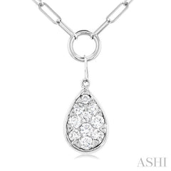1/4 Ctw Lovebright Pear Shape Round Cut Diamond Paperclip Necklace in 14K White Gold 1/4 Ctw Lovebright Pear Shape Round Cut Diamond Paperclip Necklace in 14K White Gold