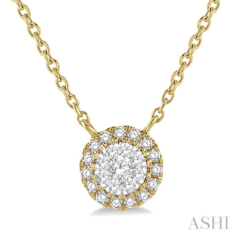 1/6 Ctw Circular Round Cut Diamond Lovebright Pendant With Chain in 14K Yellow and White Gold 1/6 Ctw Circular Round Cut Diamond Lovebright Pendant With Chain in 14K Yellow and White Gold