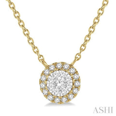1/6 Ctw Circular Round Cut Diamond Lovebright Pendant With Chain in 14K Yellow and White Gold 1/6 Ctw Circular Round Cut Diamond Lovebright Pendant With Chain in 14K Yellow and White Gold