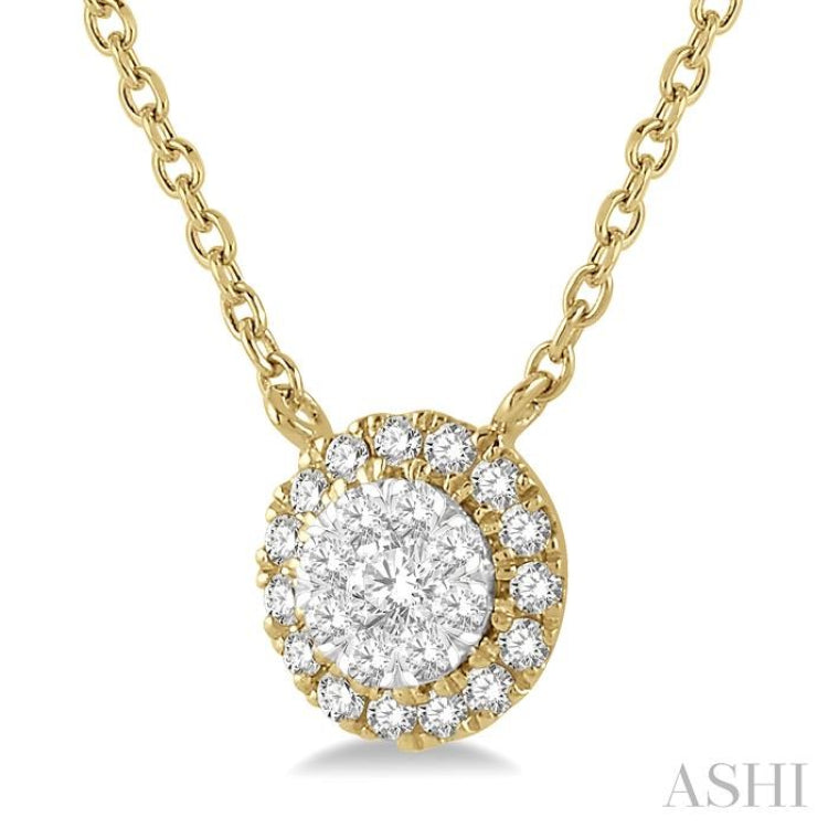 1/6 Ctw Circular Round Cut Diamond Lovebright Pendant With Chain in 14K Yellow and White Gold 1/6 Ctw Circular Round Cut Diamond Lovebright Pendant With Chain in 14K Yellow and White Gold