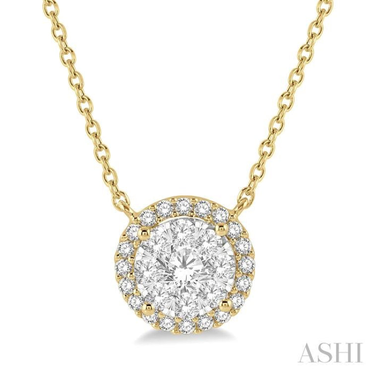 1/2 Ctw Circular Round Cut Diamond Lovebright Pendant With Chain in 14K Yellow and White Gold 1/2 Ctw Circular Round Cut Diamond Lovebright Pendant With Chain in 14K Yellow and White Gold