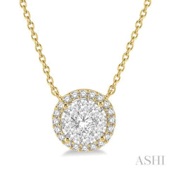1/2 Ctw Circular Round Cut Diamond Lovebright Pendant With Chain in 14K Yellow and White Gold 1/2 Ctw Circular Round Cut Diamond Lovebright Pendant With Chain in 14K Yellow and White Gold