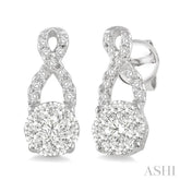 1/2 Ctw Lovebright Round Cut Diamond Earrings in 14K White Gold