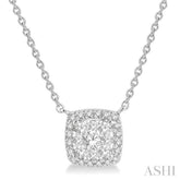 3/4 Ctw Cushion Shape Lovebright Diamond Pendant With Chain in 14K White Gold