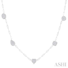 3/4 Ctw Lovebright Mixed Shape Mount Round Cut Diamond Station Necklace in 14K White Gold 3/4 Ctw Lovebright Mixed Shape Mount Round Cut Diamond Station Necklace in 14K White Gold