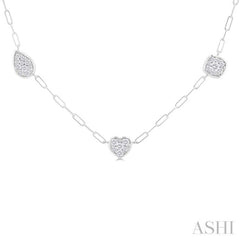 3/4 Ctw Lovebright Mixed Shape Mount Round Cut Diamond Station Necklace in 14K White Gold 3/4 Ctw Lovebright Mixed Shape Mount Round Cut Diamond Station Necklace in 14K White Gold