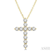 3 Ctw Latin Cross Round Cut Diamond Pendant With Chain in 14K Yellow Gold
