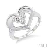 1/50 Ctw Round Cut Diamond Heart Ring in Sterling Silver