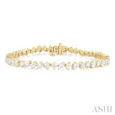 5 3/4 Ctw Mixed Shape Cut Diamond Fashion Bracelet in 14K Yellow Gold