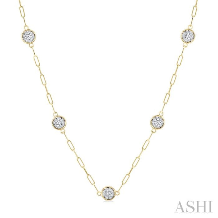 1 Ctw Lovebright Round Cut Diamond Paperclip Station Necklace in 14K Yellow and White Gold 1 Ctw Lovebright Round Cut Diamond Paperclip Station Necklace in 14K Yellow and White Gold