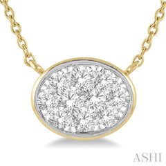 1/3 Ctw Oval Shape Lovebright Diamond Pendant With Chain in 14K Yellow and White Gold 1/3 Ctw Oval Shape Lovebright Diamond Pendant With Chain in 14K Yellow and White Gold
