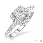 1 1/4 Ctw Diamond Engagement Ring with 3/4 Ct Princess Cut Center Stone in 14K White Gold
